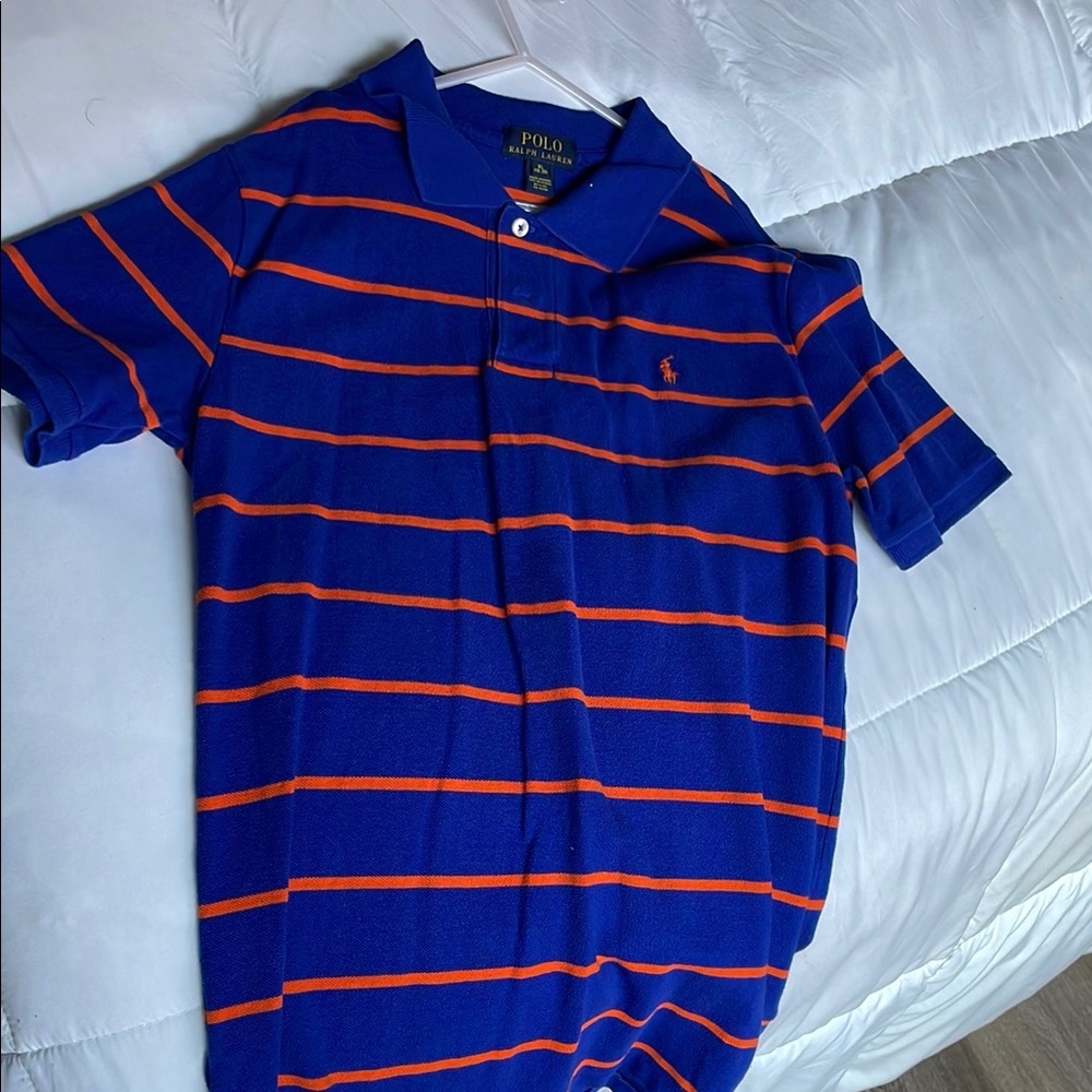Polo Ralph Lauren Blue and Orange Striped Polo Shirt